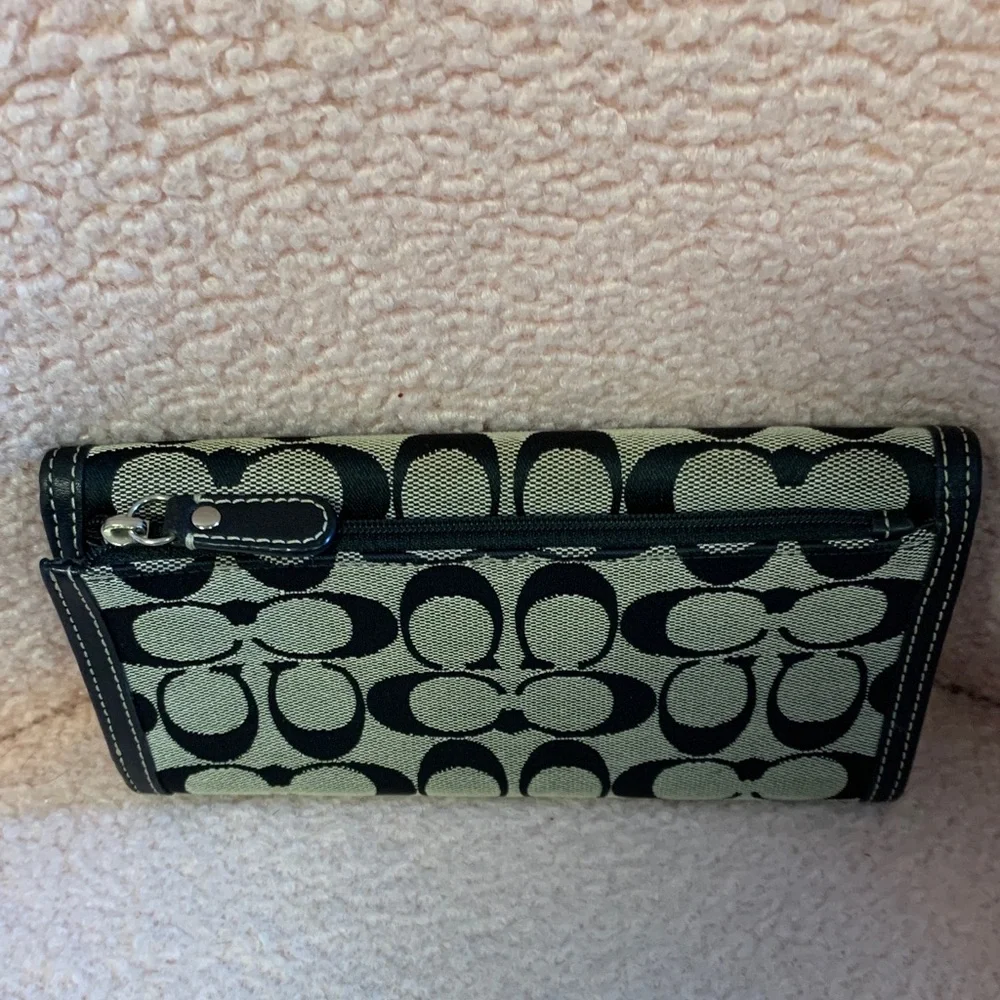 Coach Signature Canvas Wallet in Black and Tan